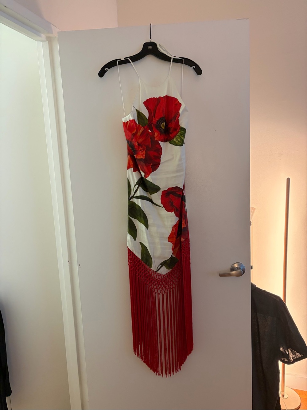 MALLORY HALTER NECK FRINGE HEM MIDI DRESS in summer poppy - Picture 3 of 7